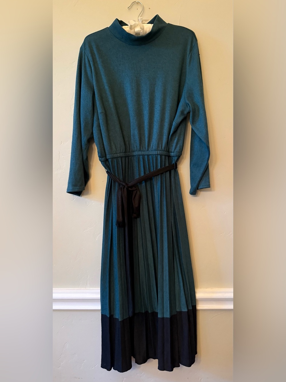 Lane Bryant Teal Maxi Dress with Black Contrast Hem